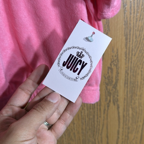 NEW Juicy Couture Pink Terry Cloth Short Dolman Sleeve Crop Top Size XL - Picture 6 of 13